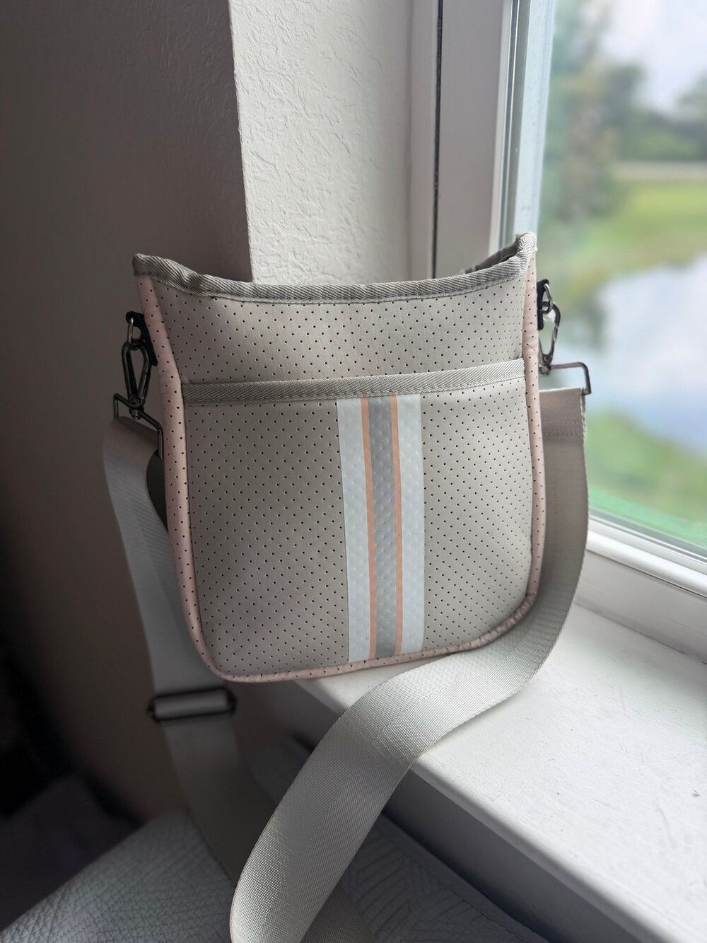 Haute Shore Jeri Striped Crossbody Purse in Shell Colorway